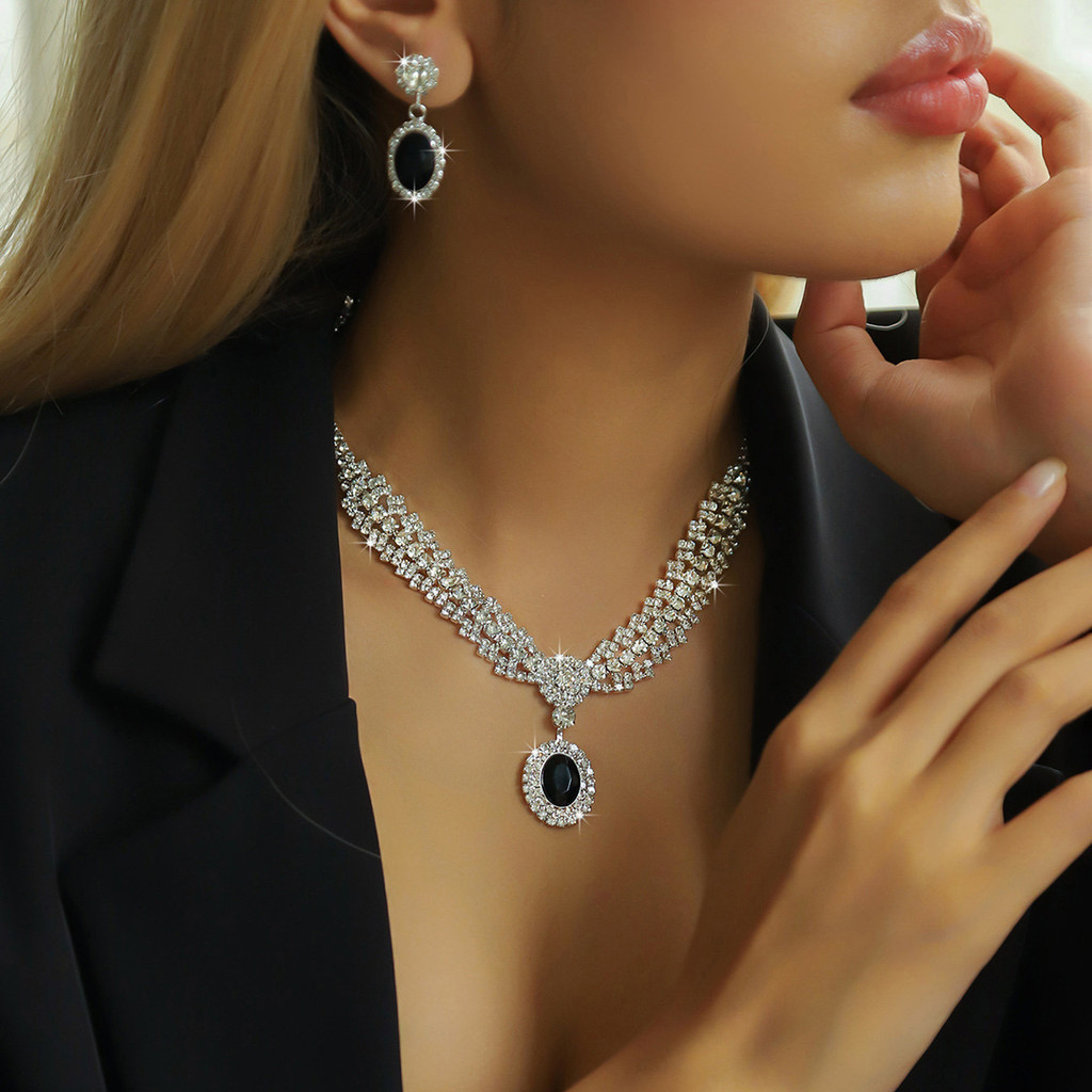 Bộ Trang Sức Giọt Nước Đính Kim Cương Pha Lê | Phụ Kiện Mặc Áo Dài Sang Trọng - ảnh chi tiết 7