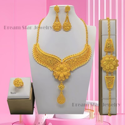 Bộ Trang Sức Mạ Vàng 24K Phong Cách Dubai | Phụ Kiện Áo Dài Sang Trọng