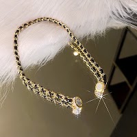 Vòng Cổ Dây Xích Bện Từ Tính Đính Đá Lấp Lánh | Phụ Kiện Áo Dài Gợi Cảm - thumbnail 5