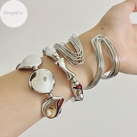 Vòng tay nữ vintage hình học mở, phóng đại không đều, nhiều lớp - thumbnail 4
