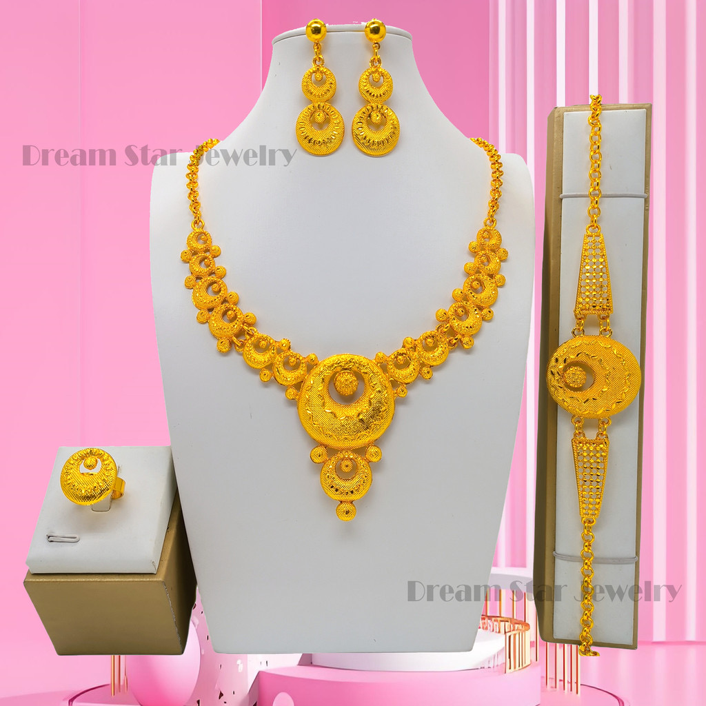 Bộ Trang Sức Mạ Vàng 24K Phong Cách Dubai | Phụ Kiện Áo Dài Sang Trọng - ảnh chi tiết 7