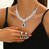 Bộ Trang Sức Giọt Nước Đính Kim Cương Pha Lê | Phụ Kiện Mặc Áo Dài Sang Trọng - thumbnail 2