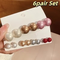 AWNGD 3 / 6 Đôi Bông Tai Giả, Bông Tai Champagne Sang Trọng Đơn Giản, Kích Cỡ Khác Nhau Nhẹ Tai Trang Sức Thời Trang Nữ - thumbnail 12