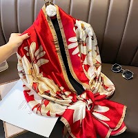 Khăn Choàng Lá Xanh Hoa Trắng Lụa Satin | Phụ Kiện Mê Áo Dài - thumbnail 14