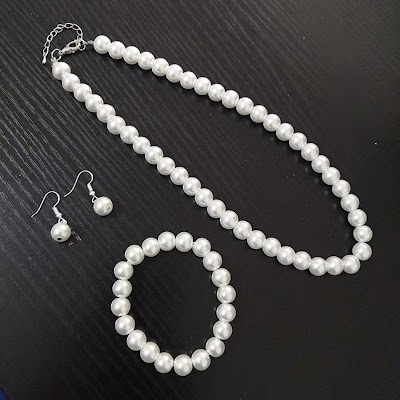 Trang sức cưới phụ nữ bộ đầy đủ: bông tai và vòng cổ ngọc trai thời trang