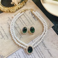 Bộ Trang Sức Ngọc Trai & Ren Ngọc Lục Bảo | Phụ Kiện Áo Dài Sang Trọng - thumbnail 9