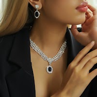 Bộ Trang Sức Giọt Nước Đính Kim Cương Pha Lê | Phụ Kiện Mặc Áo Dài Sang Trọng - thumbnail 7