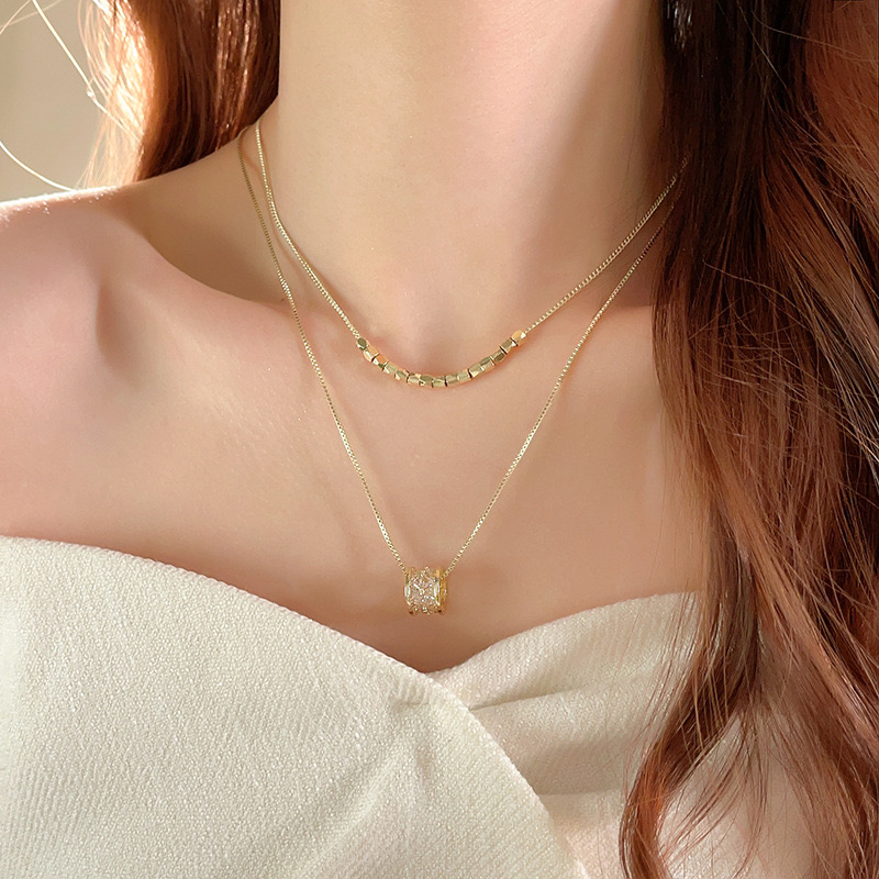 Vòng Cổ Mạ Zircon Hai Lớp | Trang Sức Dainty Cao Cấp Cho Áo Dài - ảnh chi tiết 6