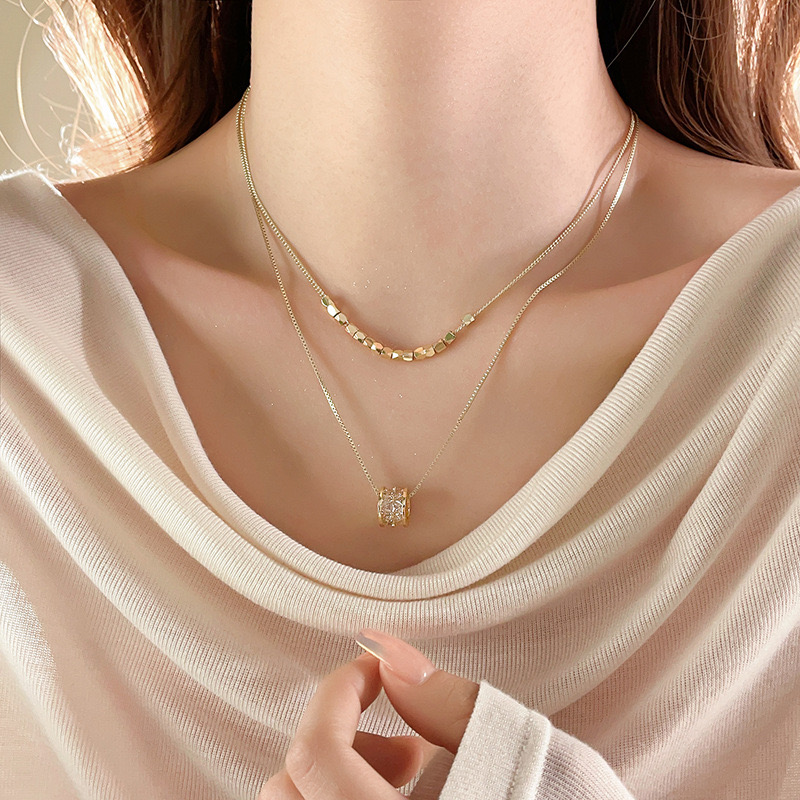 Vòng Cổ Mạ Zircon Hai Lớp | Trang Sức Dainty Cao Cấp Cho Áo Dài - ảnh chi tiết 4