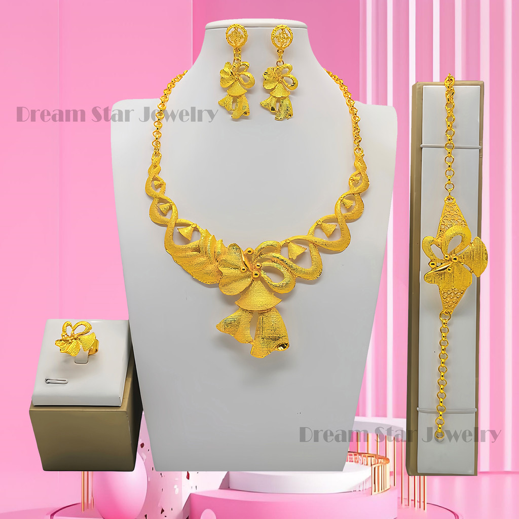 Bộ Trang Sức Mạ Vàng 24K Phong Cách Dubai | Phụ Kiện Áo Dài Sang Trọng - ảnh chi tiết 12