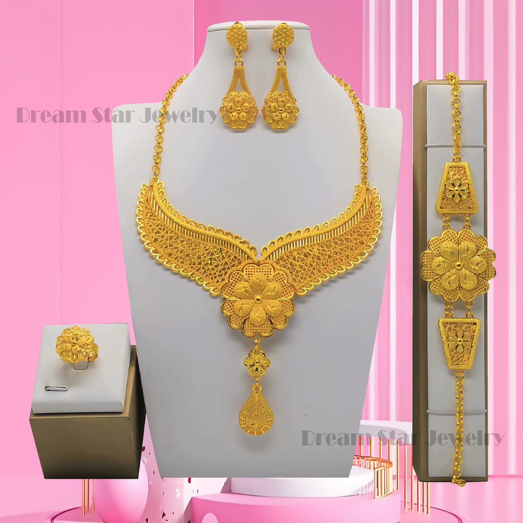 Bộ Trang Sức Mạ Vàng 24K Phong Cách Dubai | Phụ Kiện Áo Dài Sang Trọng - ảnh chi tiết 9