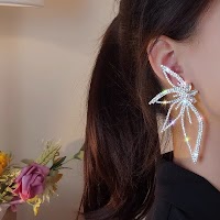 Bông tai hoa kim cương phóng đại S925 Bông tai tính khí cá tính dành cho nữ - thumbnail 2