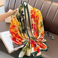 Khăn Choàng Lá Xanh Hoa Trắng Lụa Satin | Phụ Kiện Mê Áo Dài - thumbnail 13