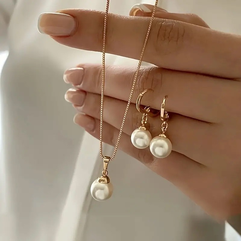 Bộ Trang Sức Vòng Cổ Bông Tai Ngoc Trai Sang Trọng | Phụ Kiện Áo Dài - Mê Áo Dài - ảnh chi tiết 2