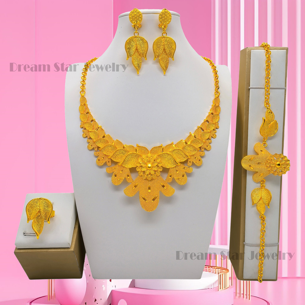 Bộ Trang Sức Mạ Vàng 24K Phong Cách Dubai | Phụ Kiện Áo Dài Sang Trọng - ảnh chi tiết 6