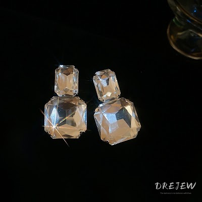 Bộ 3 Trang Sức Hình Vuông Đính Kim Cương | Phụ Kiện Áo Dài - Mê Áo Dài