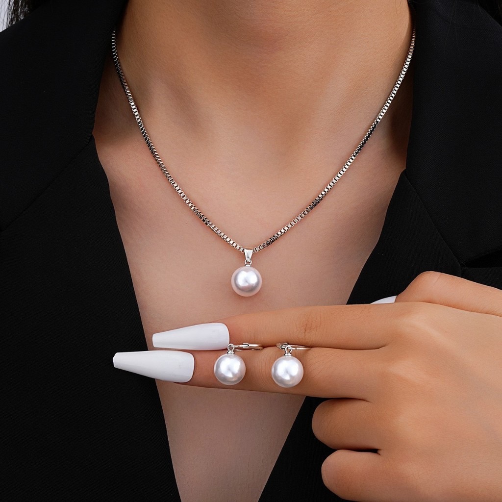 Bộ Trang Sức Vòng Cổ Bông Tai Ngoc Trai Sang Trọng | Phụ Kiện Áo Dài - Mê Áo Dài - ảnh chi tiết 8