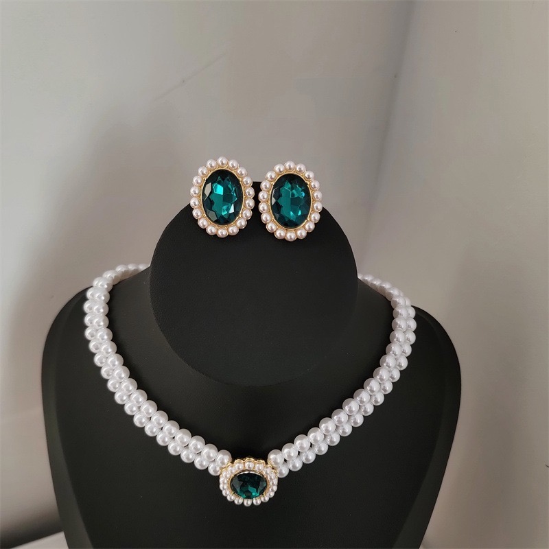 Bộ Trang Sức Ngọc Trai & Ren Ngọc Lục Bảo | Phụ Kiện Áo Dài Sang Trọng - ảnh chi tiết 5