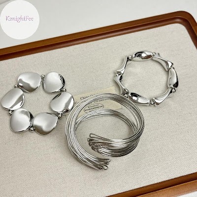 Vòng tay nữ vintage hình học mở, phóng đại không đều, nhiều lớp