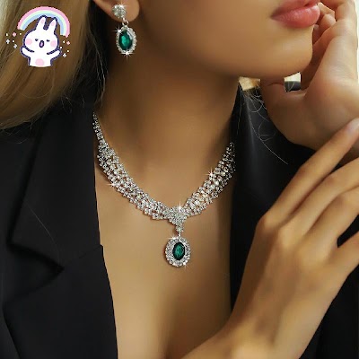 Bộ Trang Sức Giọt Nước Đính Kim Cương Pha Lê | Phụ Kiện Mặc Áo Dài Sang Trọng