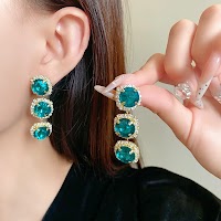 Bộ Vòng Cổ Bông Tai Đính Đá Hình Học | Trang Sức Mặc Áo Dài Sang Trọng - thumbnail 11