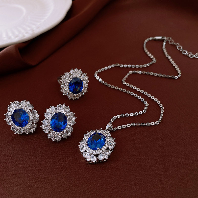 Bộ Trang Sức Zircon Xanh Cổ Điển | Phụ Kiện Áo Dài - Mê Áo Dài