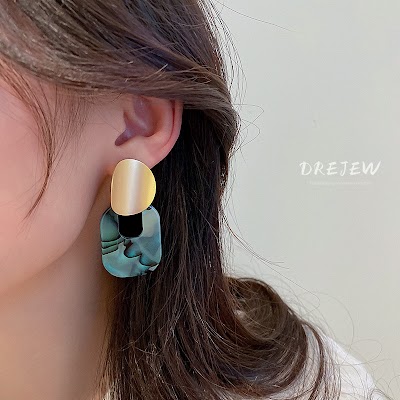 DREJEW Bông Tai Kim Bạc Acrylic Kiểu Hình Học Đơn Giản Thời Trang Cho Nữ