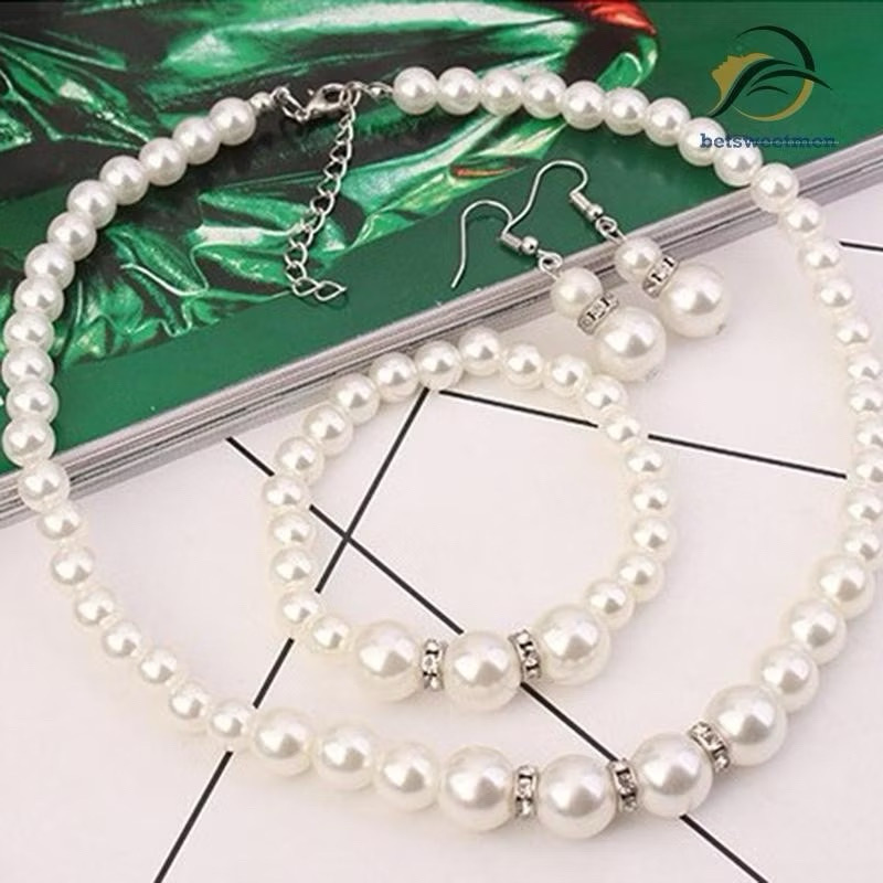Bộ Trang Sức Ngọc Trai 3 Chi Tiết | Dây Chuyền, Lắc Tay, Bông Tai Quyến Rũ - ảnh chi tiết 2