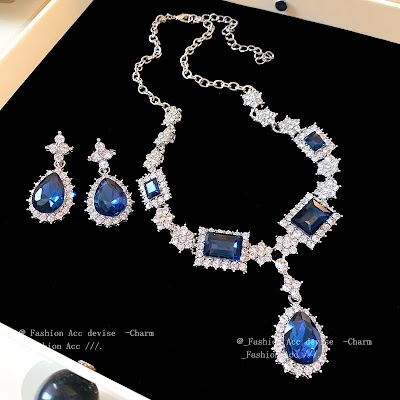 Bộ Vòng Cổ Giọt Nước Kim Cương Vuông Cao Cấp | Trang Sức Phụ Kiện Mặc Áo Dài Mê Áo Dài