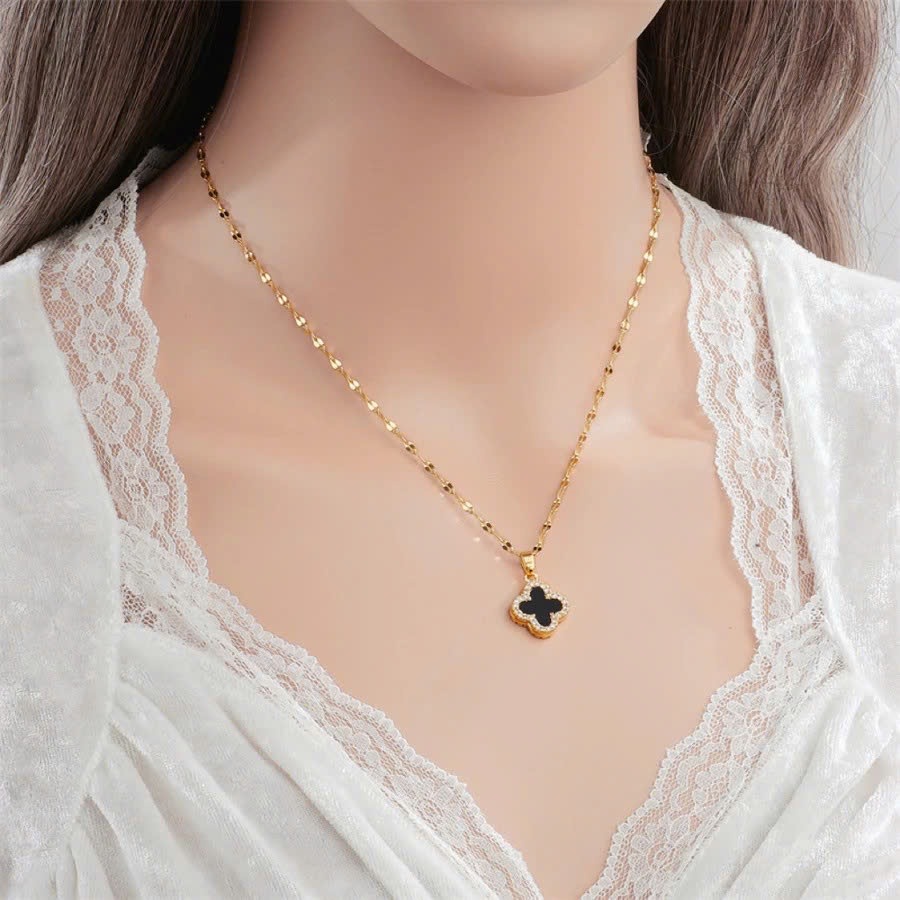 Vòng Cổ Thép Titan Mặt Cỏ Bốn Lá | Phụ Kiện May Mắn Cho Nữ - ảnh chi tiết 6