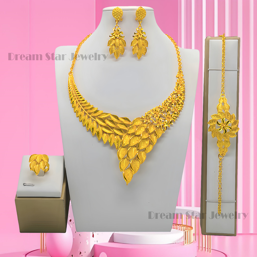 Bộ Trang Sức Mạ Vàng 24K Phong Cách Dubai | Phụ Kiện Áo Dài Sang Trọng - ảnh chi tiết 14