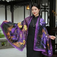 Khăn Choàng Cao Cấp Màu Tím Lụa Mềm | Phụ Kiện Phối Mê Áo Dài - thumbnail 6