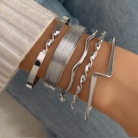 Vòng tay nữ vintage hình học mở, phóng đại không đều, nhiều lớp - thumbnail 25