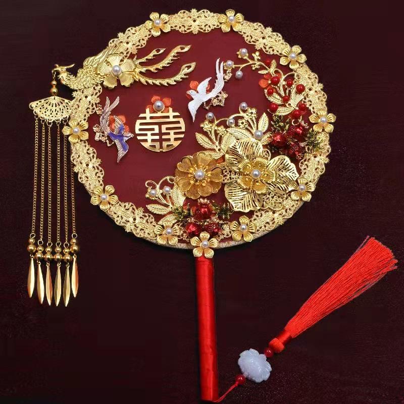 Quạt Tròn Cô Dâu Cổ Điển | Phụ Kiện Chụp Cưới Áo Dài Độc Đáo - ảnh chi tiết 11