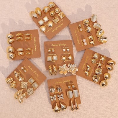 Bộ 6 Đôi Bông Tai & Dây Chuyền Boho Vàng NICIO | Phụ Kiện Áo Dài - Mê Áo Dài