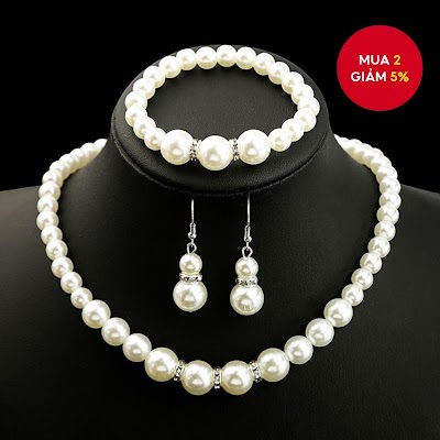 Bộ Trang Sức 4 Món Ngọc Trai Cá Tính | Phụ Kiện Mặc Áo Dài Tinh Tế