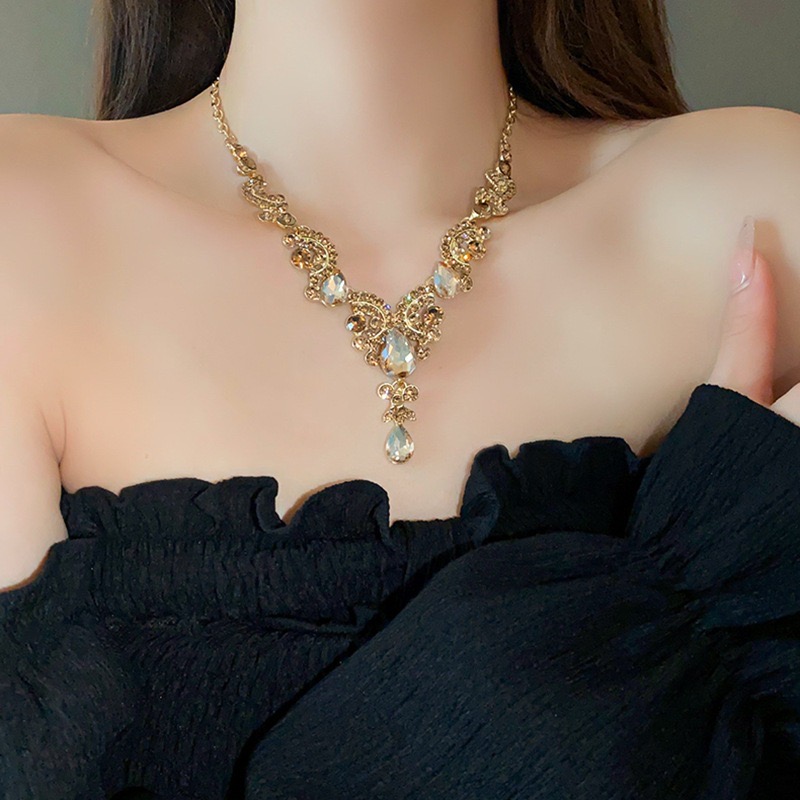 Bộ Vòng Cổ Giọt Nước Rỗng Đính Đá | Trang Sức Mặc Áo Dài Mê Áo Dài - ảnh chi tiết 7