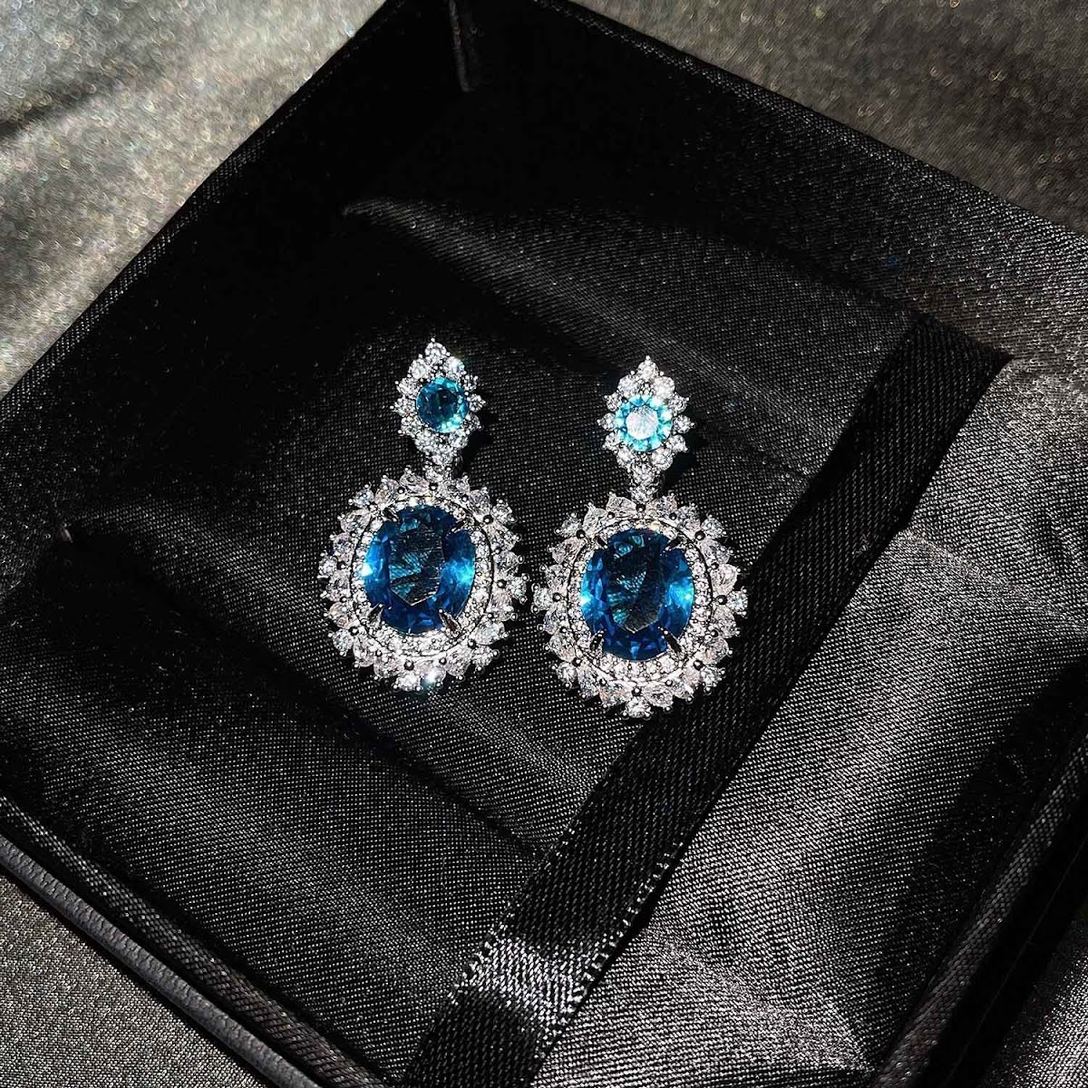 Bộ Trang Sức Zircon Xanh Cổ Điển | Phụ Kiện Áo Dài - Mê Áo Dài - ảnh chi tiết 6