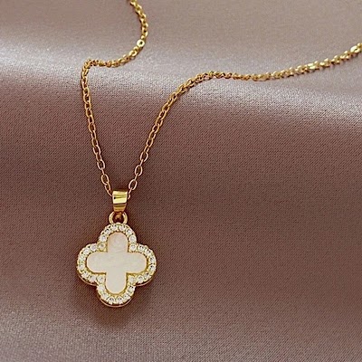 Dây Chuyền Cỏ Bốn Lá Zircon Thanh Lịch | Phụ Kiện Áo Dài Tinh Tế Mê Áo Dài