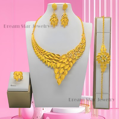 Bộ Trang Sức Mạ Vàng 24K Phong Cách Dubai | Phụ Kiện Áo Dài Sang Trọng