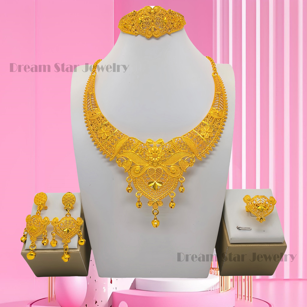 Bộ Trang Sức Mạ Vàng 24K Phong Cách Dubai | Phụ Kiện Áo Dài Sang Trọng - ảnh chi tiết 2