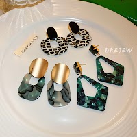 DREJEW Bông Tai Kim Bạc Acrylic Kiểu Hình Học Đơn Giản Thời Trang Cho Nữ