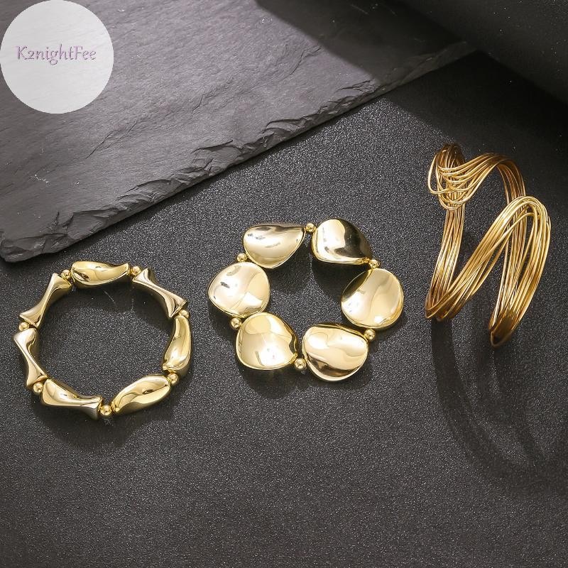 Vòng tay nữ vintage hình học mở, phóng đại không đều, nhiều lớp - ảnh chi tiết 11
