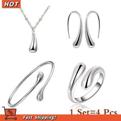 Bộ Trang Sức 4 Món Giọt Nước Công Tinh Tế | Phụ Kiện Mặc Áo Dài Sang Trọng