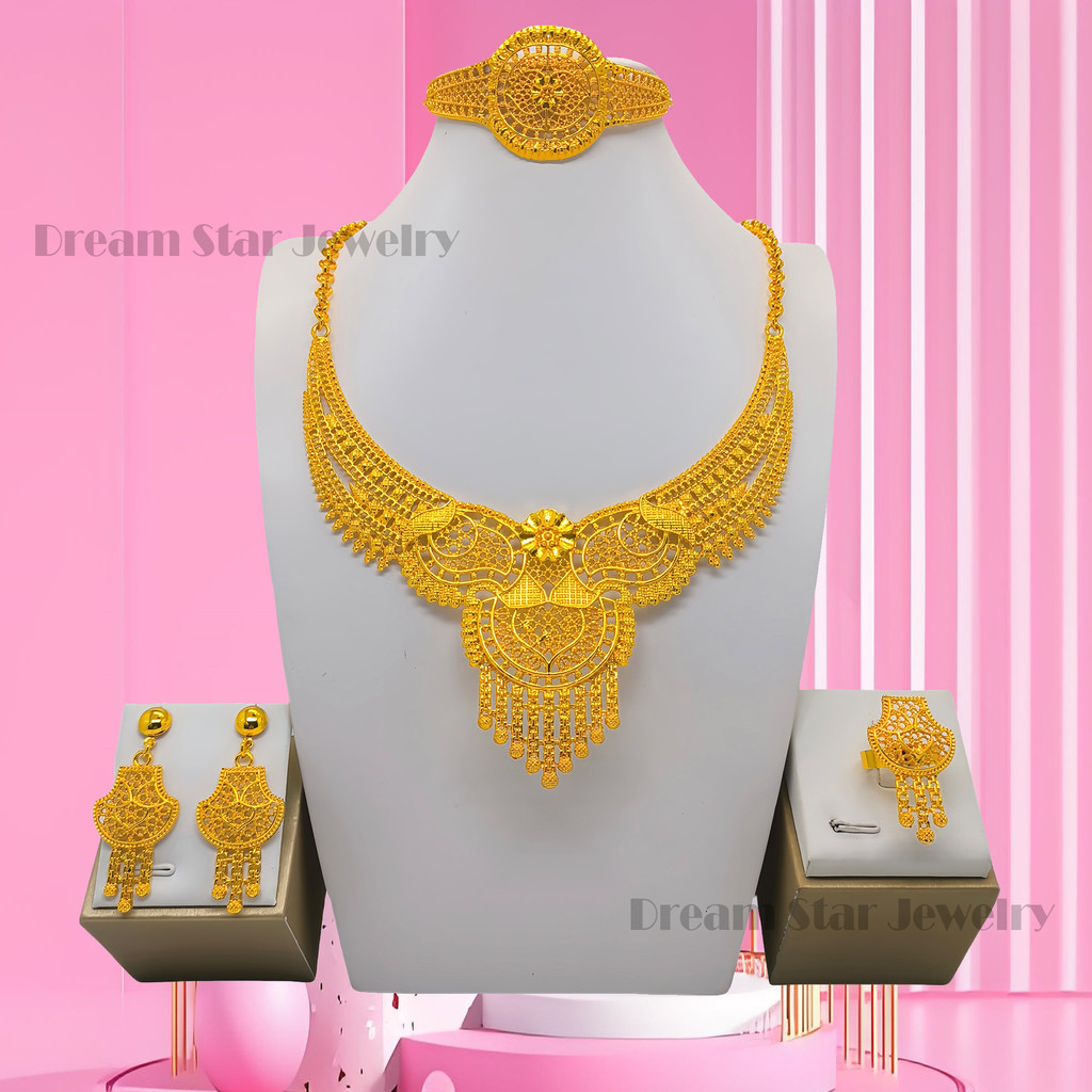 Bộ Trang Sức Mạ Vàng 24K Phong Cách Dubai | Phụ Kiện Áo Dài Sang Trọng - ảnh chi tiết 4