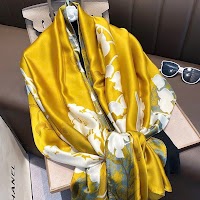 Khăn Choàng Lá Xanh Hoa Trắng Lụa Satin | Phụ Kiện Mê Áo Dài - thumbnail 10