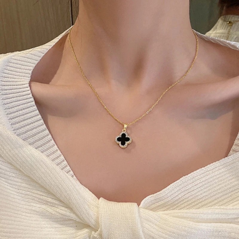 Dây Chuyền Cỏ Bốn Lá Zircon Thanh Lịch | Phụ Kiện Áo Dài Tinh Tế Mê Áo Dài - ảnh chi tiết 3