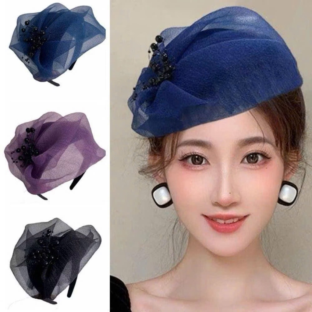 Băng Đô Lưới Đính Cườm Phong Cách Tiểu Thư | Phụ Kiện Phối Áo Dài - ảnh chi tiết 9