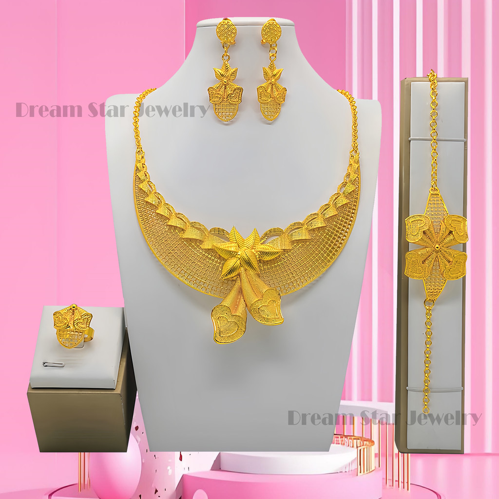 Bộ Trang Sức Mạ Vàng 24K Phong Cách Dubai | Phụ Kiện Áo Dài Sang Trọng - ảnh chi tiết 15
