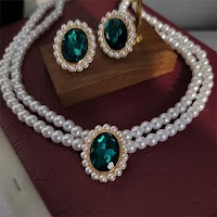 Bộ Trang Sức Ngọc Trai & Ren Ngọc Lục Bảo | Phụ Kiện Áo Dài Sang Trọng - thumbnail 10